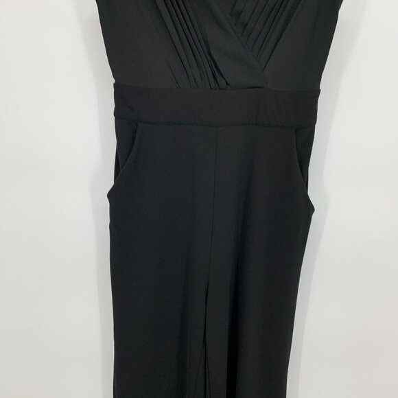 Bebe Jumpsuit Black Pleated V Neck Sleeveless Wide Leg - Picture 3 of 9